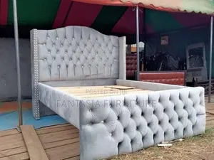 Brand New 5x6 Light Grey Velvet Bed Frame