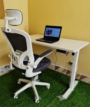 White Boss Office Products Electric Desk & Executive Chair