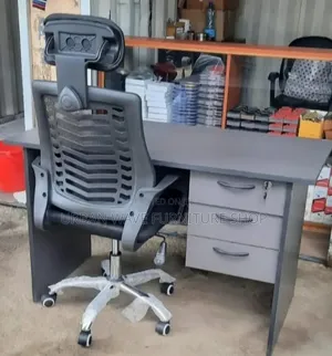 White & Grey Desks with Black Office Chairs