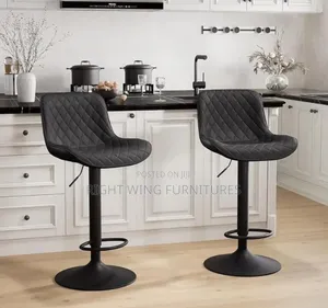 Adjustable, Rotating Black Barstools