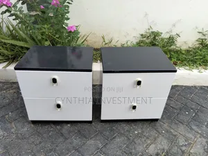 White and Black 2-Drawer Side Cabinet