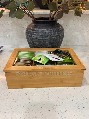 Kipangilizi cha Mifuko ya Chai cha Mbao cha Bamboo chenye Nafasi 6