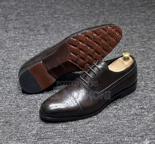 John Foster Dark Brown Leather Oxford Dress Shoes Size 40-46 - 1