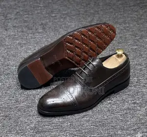 Viatu vya Oxford vya John Foster vya Ngozi Rangi ya Kahawia Giza Ukubwa 40-46