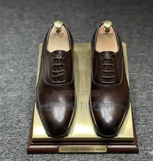 Viatu vya Oxford vya John Foster vya Ngozi Rangi ya Kahawia Giza Ukubwa 40-46