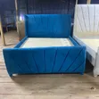 5x6 Blue Velvet Fabric Bed - 2