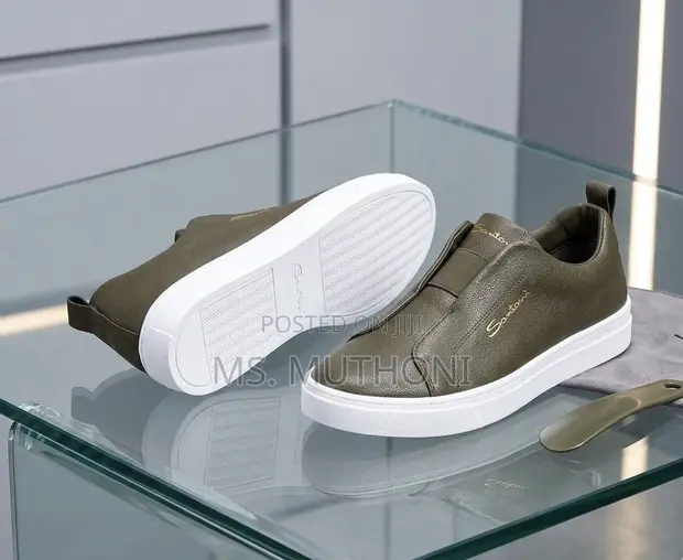 Santoni Men's Casual Leather Slip-On Sneakers - 1