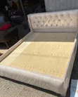 Cream Bed 5x6 with Short Tufted Headboard - 2