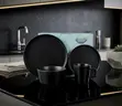 24-Piece Matte Black Stoneware Dinnerware Set - 1