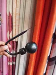 Round Head Metallic Curtain Tiebacks - Black - 1