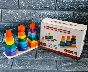 3-Column Shape Set Rainbow Tower Educational Stacking Toy