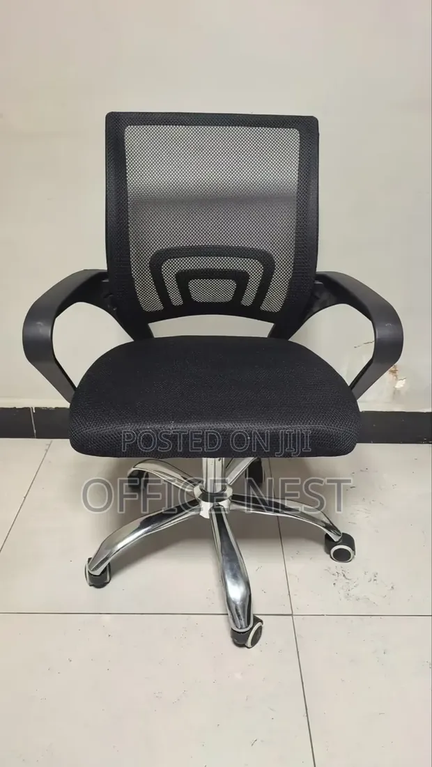 Black Mesh Office Chair with Chrome Base - 1