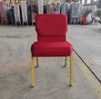 Red Fabric Visitor Chair with Gold Metal Legs - 1