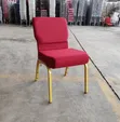 Red Fabric Visitor Chair with Gold Metal Legs - 2