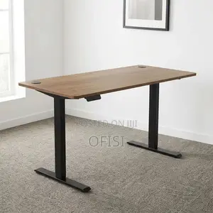 Brown Height-Adjustable Electric Desk