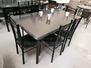 6-Seater Dining Set - Marble Pattern Top