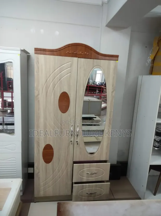 2-Door Wardrobe with Mirror and Drawers - 1