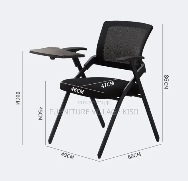 Black Foldable Training Chair with Writing Pad - 1