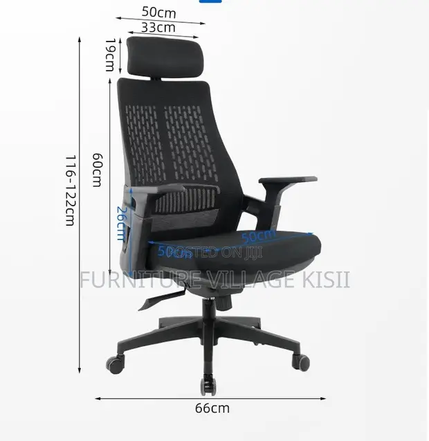 Ergonomic High Back Office Chair - Black - 1