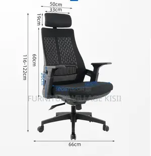 Kiti cha Ofisi cha Ergonomic chenye Mkeka Mrefu - Nyeusi