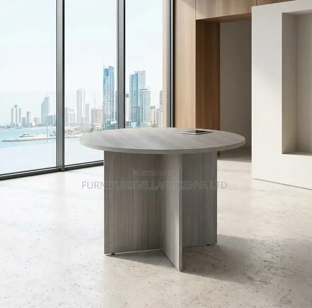 Round Wooden 4 Seater Meeting Table - 1