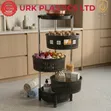 Urk Rotatable 4-Tier Fruit Rack na Magurudumu - Chuma cha Pua Nyeusi - 1