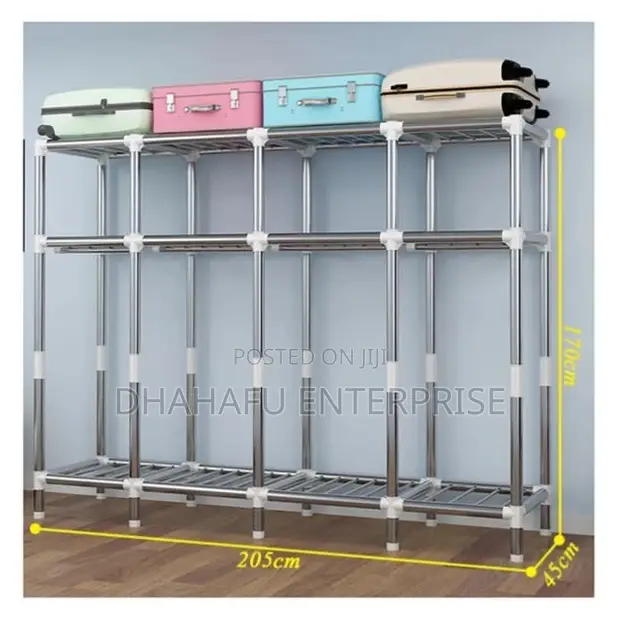 Wardrobe Kubwa ya Kubebeka - Fremu ya Metal, Jalada Lisilopitisha Vumbi (170cm) - 1