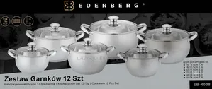 12pc Edenburg Stainless Steel Cookware Set