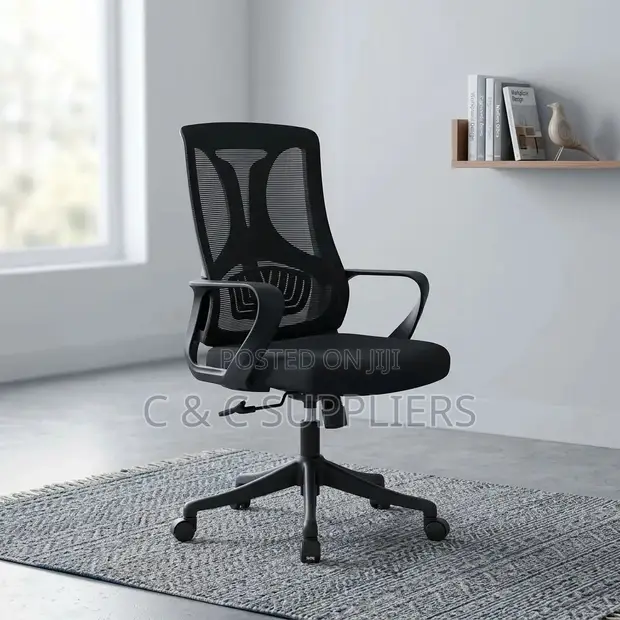 Kiti cha Kisasa cha Karani chenye Ergonomic - Nyeusi - 1