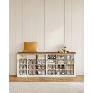 Modern Kids Shoe Organizer - Brown Wood