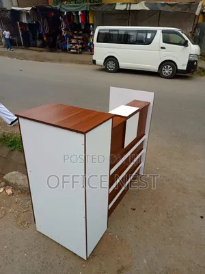 Modern Brown & White Reception Desk