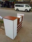 Modern Brown & White Reception Desk - 1