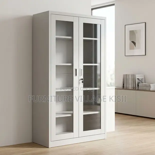 Full Glass Steel Office Cabinet - 1