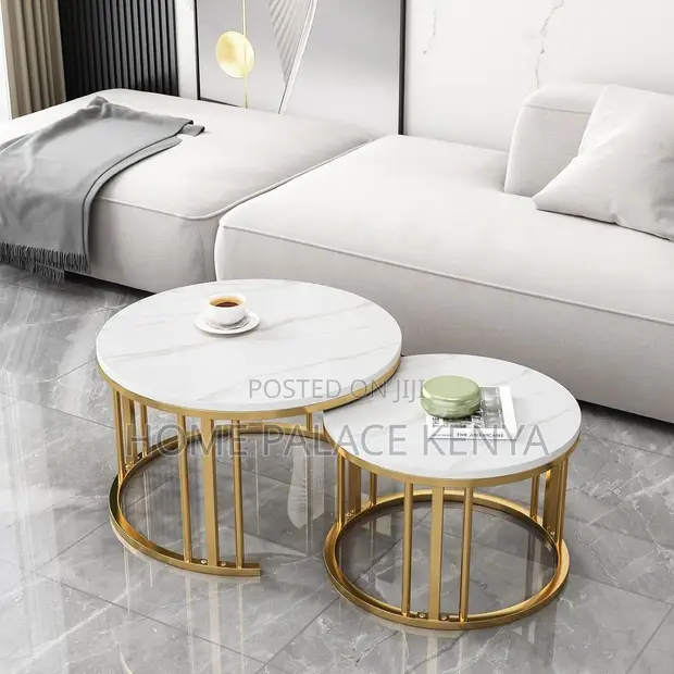 Seti ya Meza za Kahawa za Kisasa Zinazopishana - Nyeupe Glossy - 1