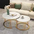 Seti ya Meza za Kahawa za Kisasa Zinazopishana - Nyeupe Glossy - 5