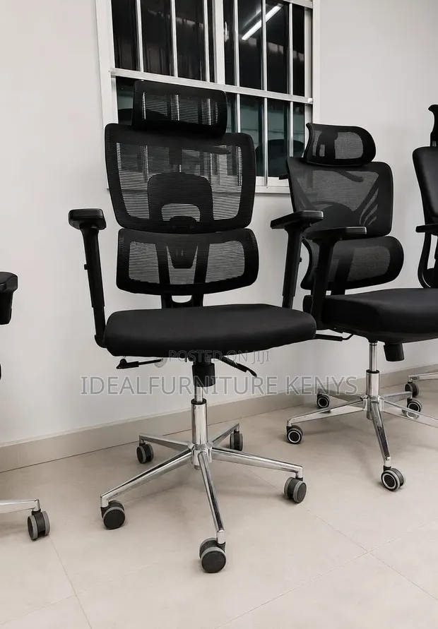 Kiti cha Ofisi cha Mesh chenye Ergonomic na Headrest - 1