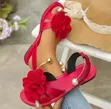 Floral Pearl Embellished Flat Sandals - 2
