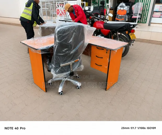 Seti ya Dawati la Ofisi Rangi ya Chungwa na Kiti - 1