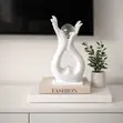 Hands Holding Crystal Ball Sculpture - White Ceramic - 1