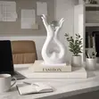 Hands Holding Crystal Ball Sculpture - White Ceramic - 2
