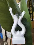 Hands Holding Crystal Ball Sculpture - White Ceramic - 4