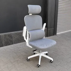 Kiti cha Ofisi cha Grey chenye Msaada wa Kichwa
