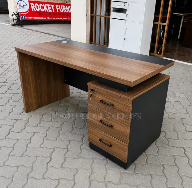 Modern Walnut & Black Executive Desk (1.8m) - 1