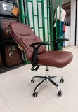 Kiti cha Ofisi cha Mtendaji - Msingi wa Chrome wa Kahawia - 1