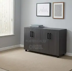 Credenza Nyeusi ya Ofisi yenye Milango 4
