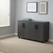 Credenza Nyeusi ya Ofisi yenye Milango 4 - 1