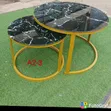 Meza ya Kahawa Nyeusi ya Marble-Effect (Nesting) - 2