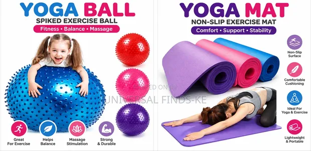 Yoga Ball and Exercise Mat Set - Brand New - 1