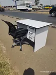 Mesh Office Desk with White Drawers & Swivel Chair - 1