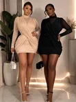 Fashion Nova Lilou Draped Satin Mini Dress - 1